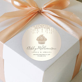 Cuptårta Bakery Pastry Chef Guld Glitter Drivrutin Runt Klistermärke