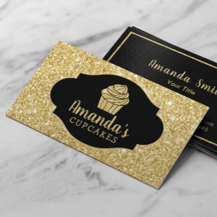 Cuptårta Bakery Pastry Chef Modern Guld Glitter Visitkort