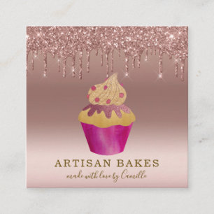 Cuptårta Bakery Pastry Chef Ro Guld Glitter Drivru Fyrkantigt Visitkort