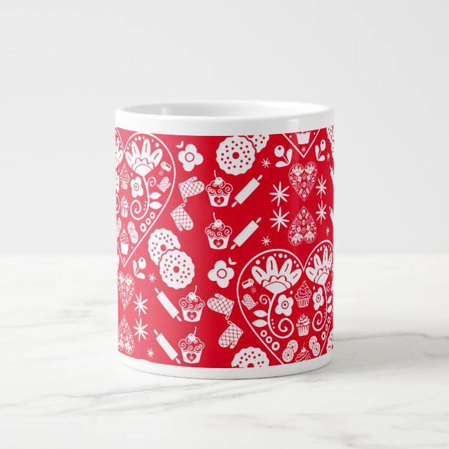 Cuptårta Baking Folk Art Jumbo Mugg (Framsidan)