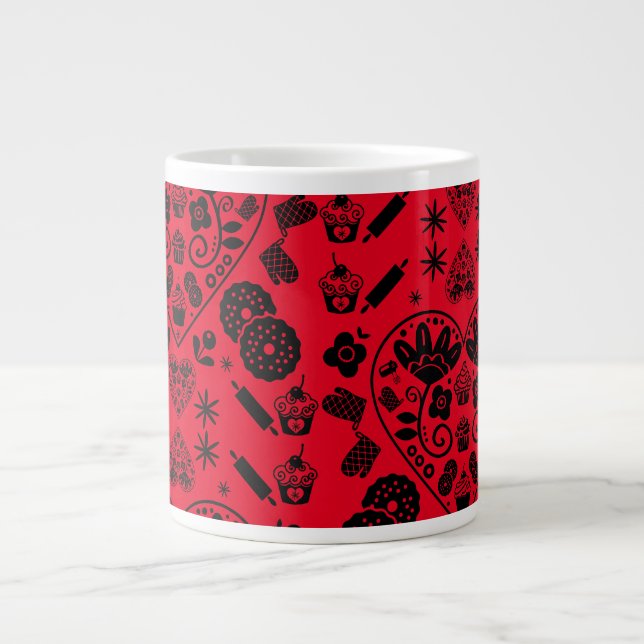 Cuptårta Baking Folk Art Jumbo Mugg (Framsidan)