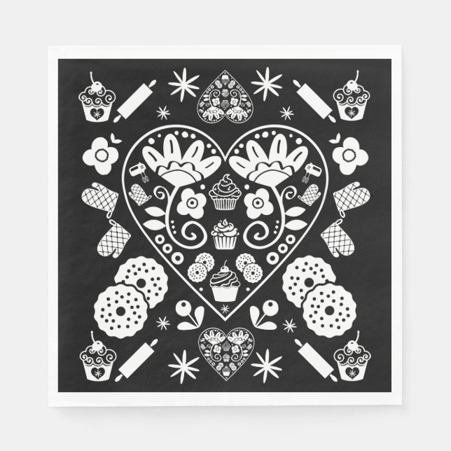 Cuptårta Baking Folk Art Pappersservett (Framsidan)