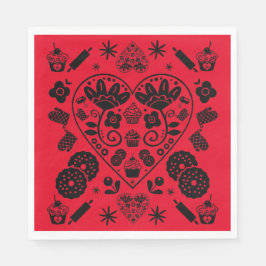 Cuptårta Baking Folk Art Pappersservett