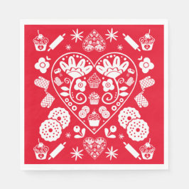 Cuptårta Baking Folk Art Pappersservett