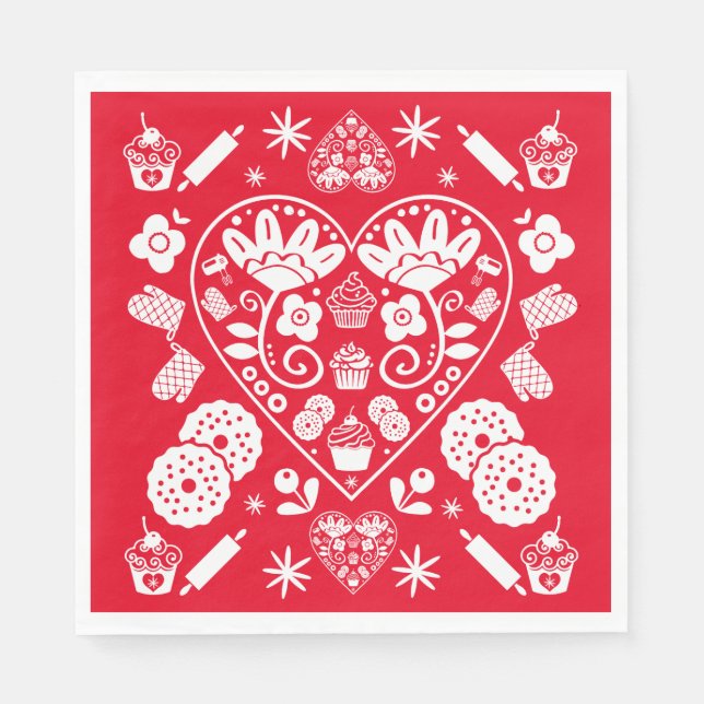 Cuptårta Baking Folk Art Pappersservett (Framsidan)