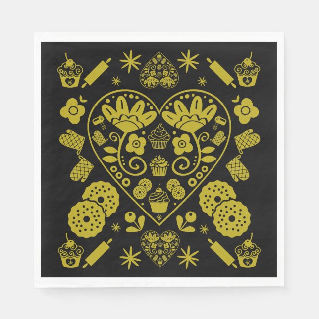 Cuptårta Baking Folk Art Pappersservett (Framsidan)