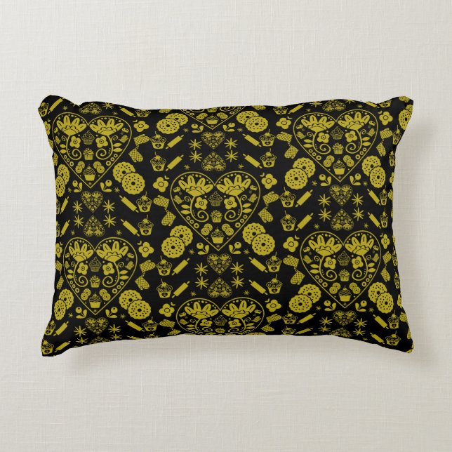 Cuptårta Baking Folk Art Prydnadskudde (Framsidan)