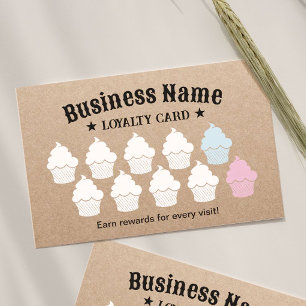 Cuptårta Cake Bakery Rustic Kraft Loyalty Reward Lojalitetskort