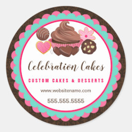 Cuptårta Cake Pop Cookies Scalloped Banner Runt Klistermärke
