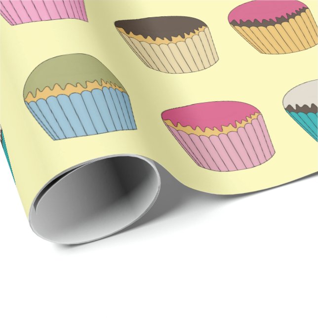Cuptårta Cakes Colorful Mönster Gult Presentpapper (Rullad Hörn)