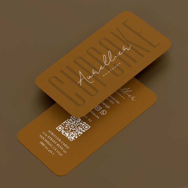 Cuptårta Caterer Bakery Brown Chocolate Modern Visitkort (Cupcake Caterer Bakery Brown Chocolate Modern Business Card
)
