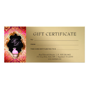 Cuptårta Damask Gift Certificate Rosa Guld Reklamkort