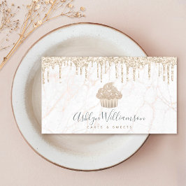 Cuptårta Guld Glitter Dricks Marble Bakery Dessert Visitkort