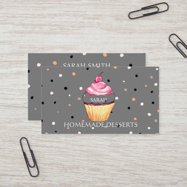 Cuptårta Logotyp Bakery Chef,söt Visitkort (Fram/Back In Situ)