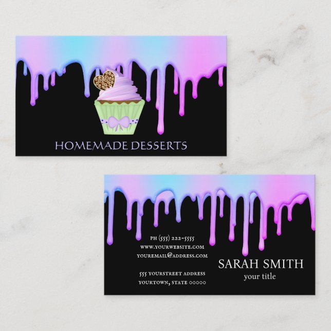 Cuptårta Logotyp Bakery Chef,söt Visitkort (Fram/baksida)