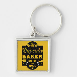 Cuptårta Master Baker Fyrkantig Silverfärgad Nyckelring
