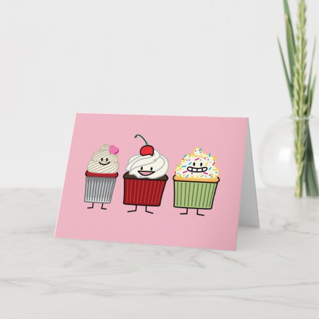 Cuptårta muffinsar från familjen Birthday gör att  Kort (Framsida)
