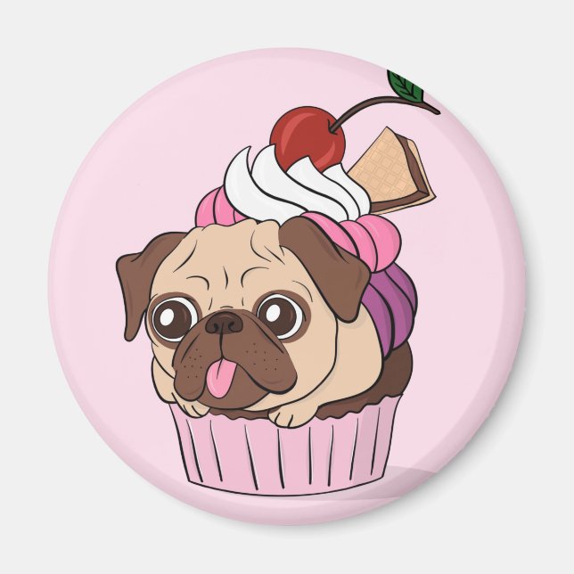 Cuptårta Pug Magnet (Framsidan)