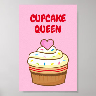 Cuptårta Queen bakar NAMN-skylt poster