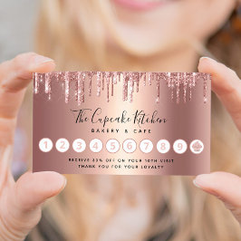Cuptårta Ro Guld Copper Glitter Drives Bakery Chef Lojalitetskort