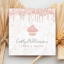 Cuptårta Ro Guld Glitter Drivrutiner Marble Bakery Fyrkantigt Visitkort