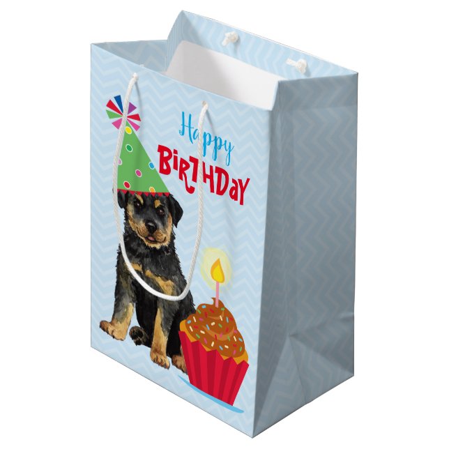 Cuptårta Rottweiler Medium Gift Bag (Framsidan Vinklad)