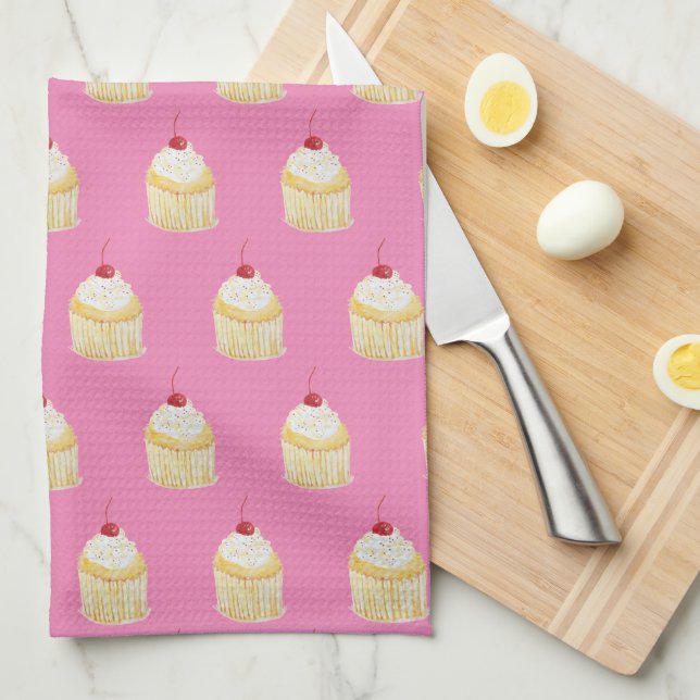 Cuptårta Sprinkles Cherry Mönster Kitchen Towel Kökshandduk (Vikt i Fjärdedel)