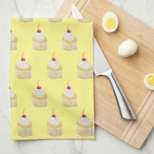 Cuptårta Sprinkles Cherry Mönster Kitchen Towel