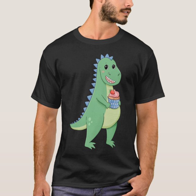 Cuptårta T-Rex Dinosaur Baker Pastry Chef Dino Kär T Shirt (Framsida)