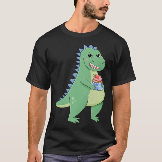 Cuptårta T-Rex Dinosaur Baker Pastry Chef Dino Kär T Shirt (Framsida)