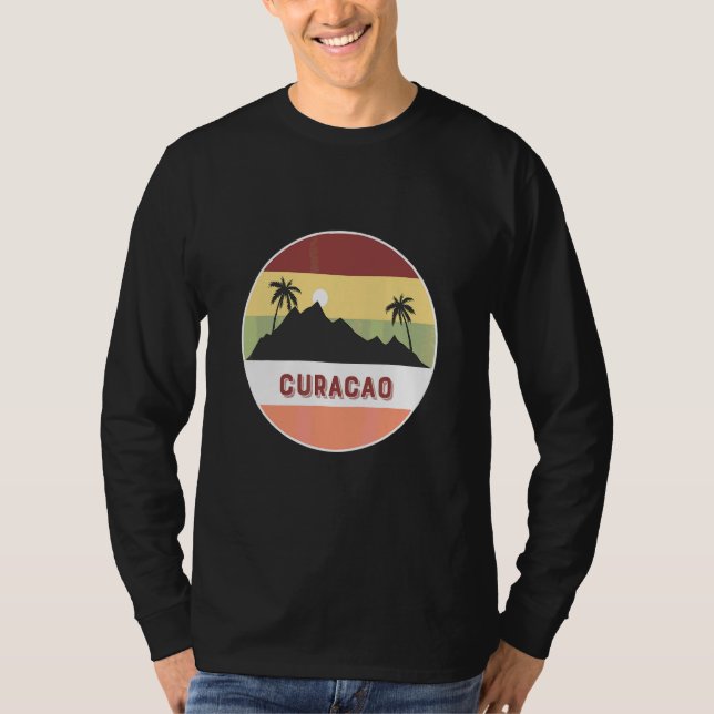 Curaçao Berg Och Palmer T Shirt (Framsida)