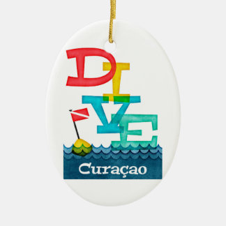Curaçao Dive - Färggrafik Julgransprydnad Keramik