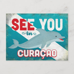 Curaçao Dolphin - Retro Vintage resor Vykort