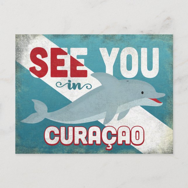 Curaçao Dolphin - Retro Vintage resor Vykort (Framsida)