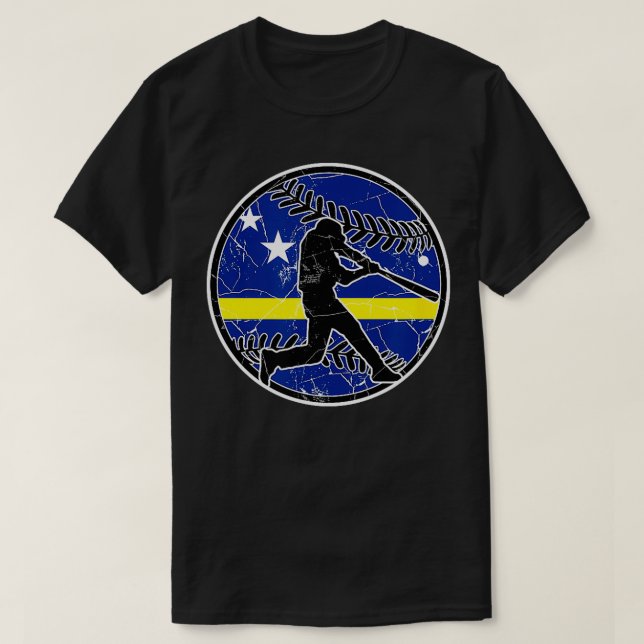 Curacao Flagga Baseball Hitter Baseball Softball C T Shirt (Design framsida)