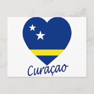 Curacao Flagga Heart Vykort