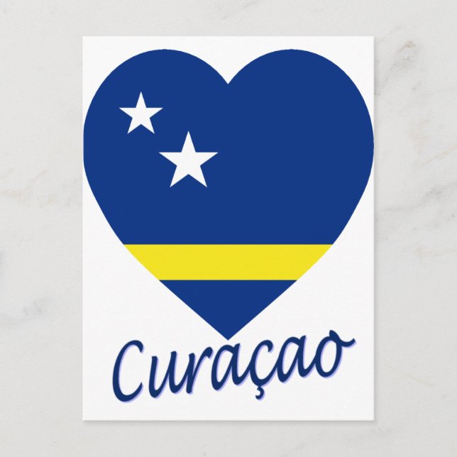 Curacao Flagga Heart Vykort (Framsida)
