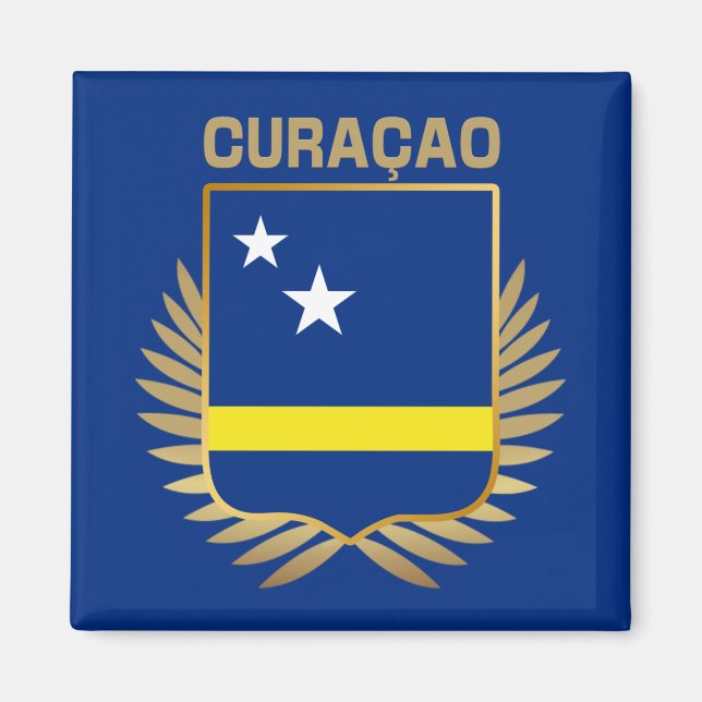 Curacao Flagga Shield Magnet (Framsidan)