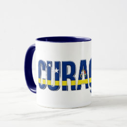 Curaçao Flagga Text | Karibisk Stolthet Design Mugg