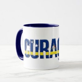 Curaçao Flagga Text | Karibisk Stolthet Design Mugg