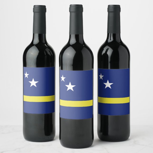 Curaçao flagga vinflaska etikett (Flaskor)