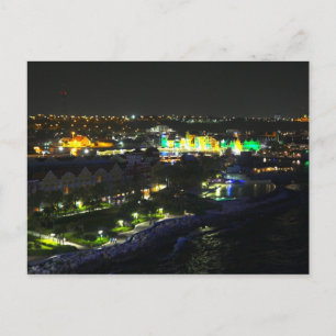 Curacao i natt - Willemstads hamn Vykort