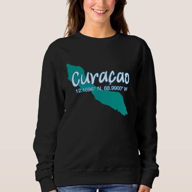 Curacao Island Coordinates Tourist Vacation T Shirt (Framsida)