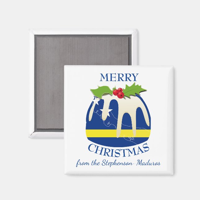 CURAÇAO Korsou | Festiv Plumpudding | Jul Magnet (Front/Back)