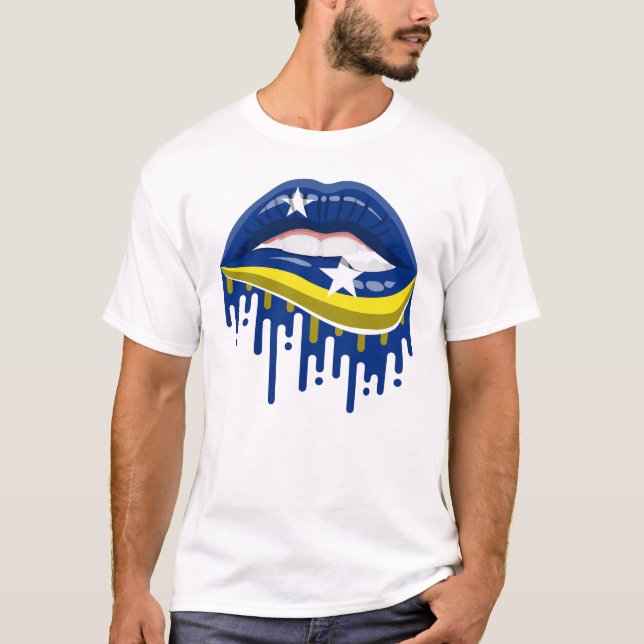 Curaçao Läppar Flagga T Shirt (Framsida)