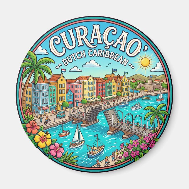 Curaçao Nederländska Karibien Magnet (Framsidan)