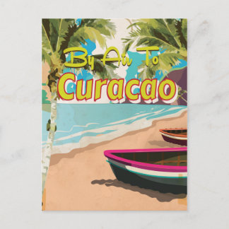 Curacao Retro Vacation Travel Poster Vykort