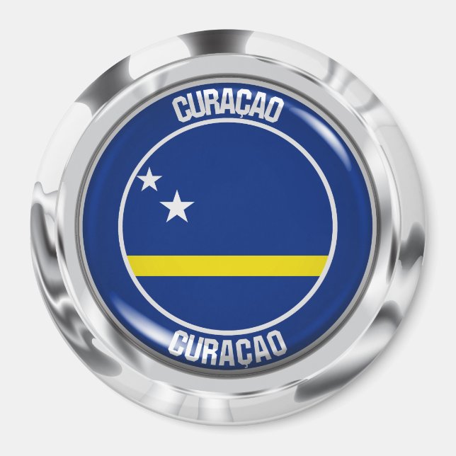 Curaçao Round Emblem Magnet (Framsidan)