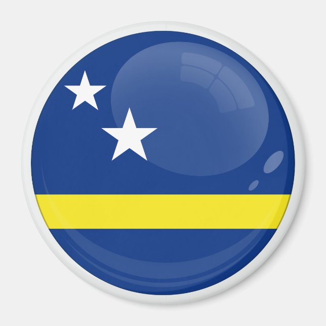 Curaçao Rund ikonflagga Magnet (Framsidan)