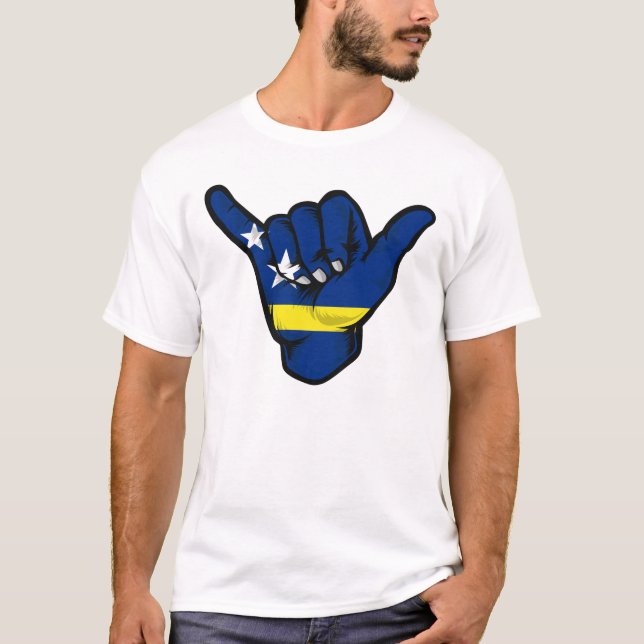 Curaçao Shaka Hand Flagga T Shirt (Framsida)